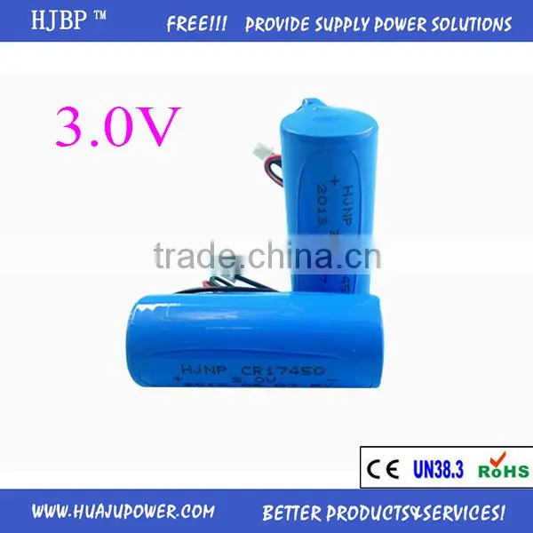 hot sale HJBP china factory wholesales non-rechargeable LIMNO2 3V CR17450BL primary lithium battery with high capacity