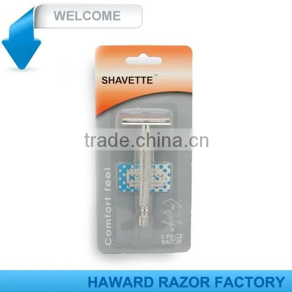 blister pack double edge blade metal handle safety razor