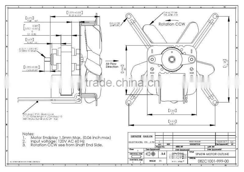 Shade pole gear motor for stove & Fireplaces