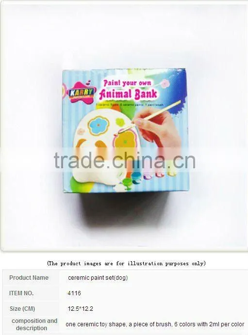 FROGS CERAMIC PAINT DIY 6 COLORS 5ML PER COLOR WITH 3 CERAMIC FROGS A BRUSH AND PALETTE