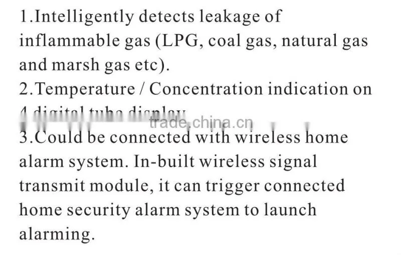 Wireless/wired gas detector for security wired house alarms wireless sensor