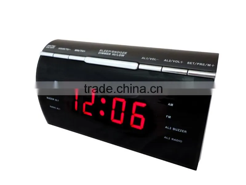 Stylish Red LED with Dimmer PLL Alarm Clock Radio