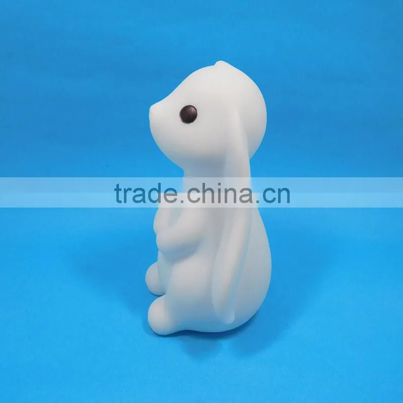 Cute Design Long Ear Plastic Rabbit Toys For Decoration French Lop Shaped Baby LED Night Light Toys