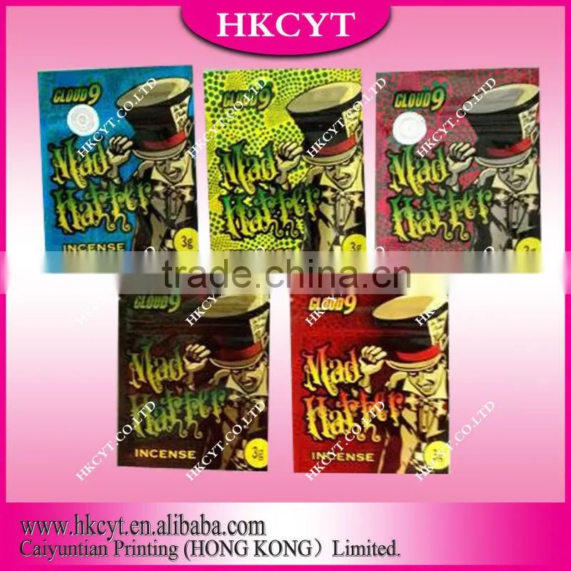 What's up series herbal incense packaging bag /Small zipper plastic bag with high barrier