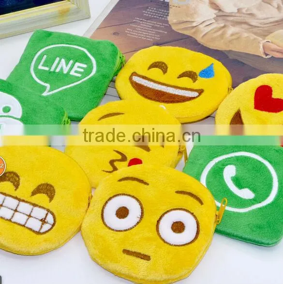 Emoji wallet/13 styles cheap fancy emoji coin purse/plush emoji small coin purse