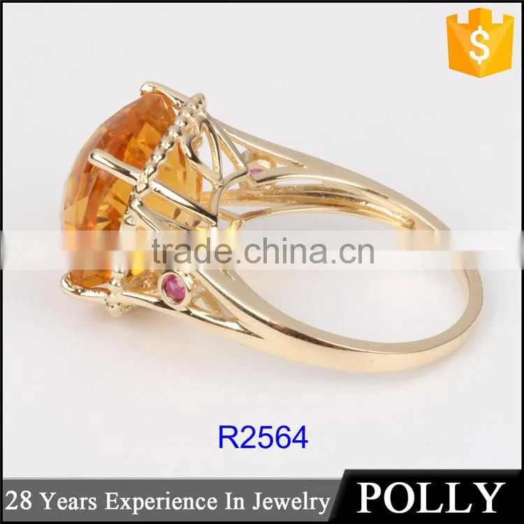 Wholesale 10k gold gemstone engagement ring jewelry with citrine 2015 new design