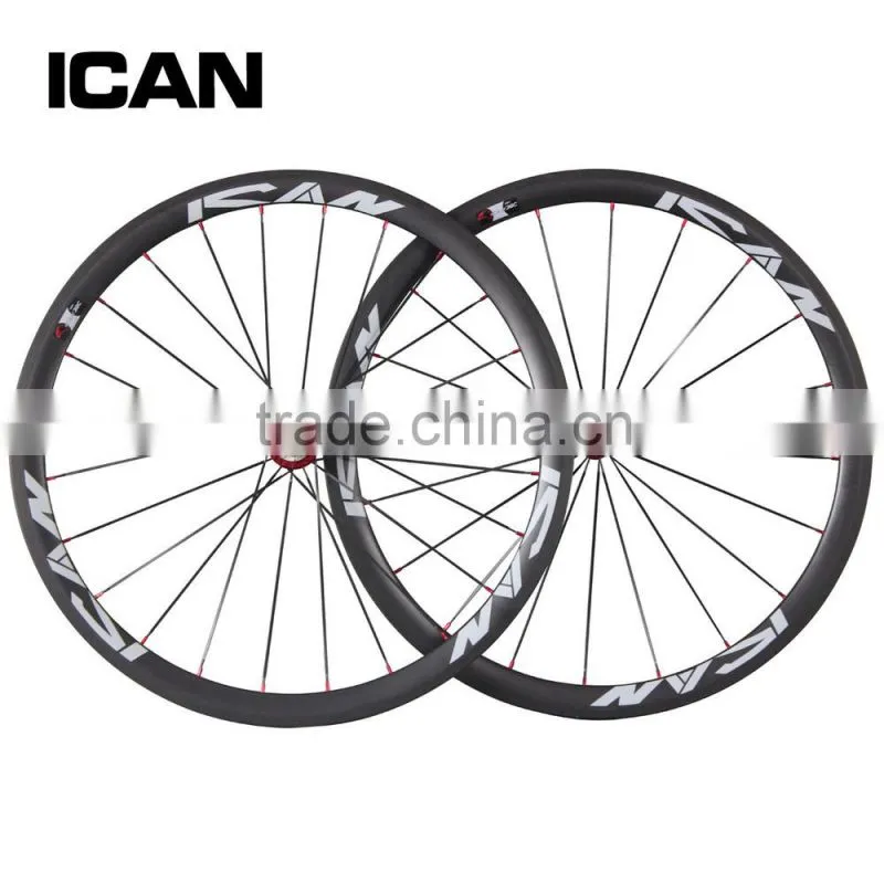 Clincher wheelset R13 hubs cabron road bike parts ICAN China bike wheelset 38C