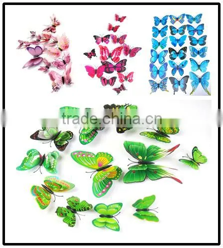 Alforever 12 pcs per bag Double-deck 3D pvc butterflies wall decals