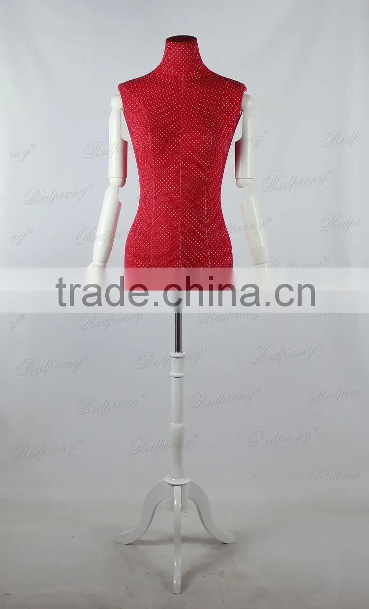 red cloth cover torso female mannequins with adjust arms