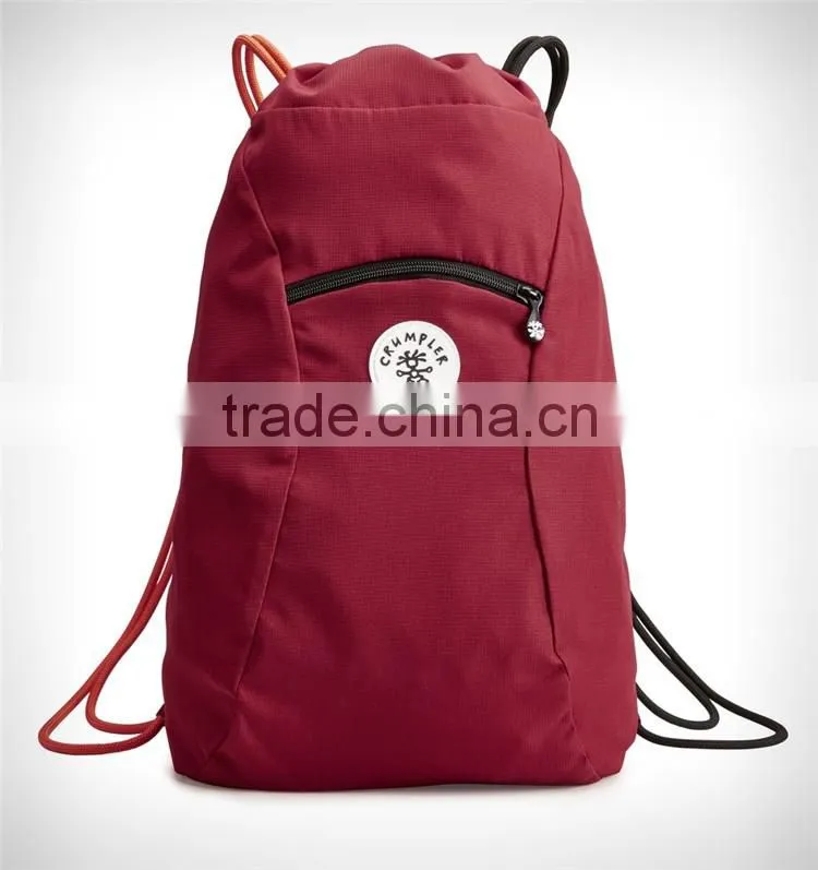 custom your logo khaki polyester gym bag drawstring backpack