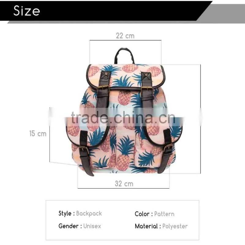 2016 3d printed pineaple pastel colour Vintage Canvas Rucksacks Cute School Satchel Rucksack Backpack Campus Bag
