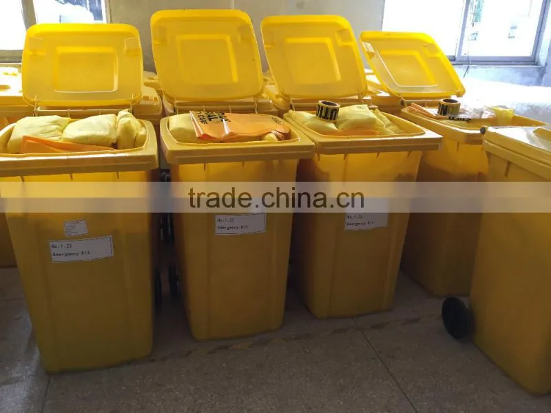 Chemical Spill Kit Yellow Wheel PE Bin 240ltr