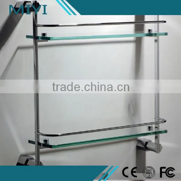 2 tiers glass shelf wall mounted bathroom glass storage shelf