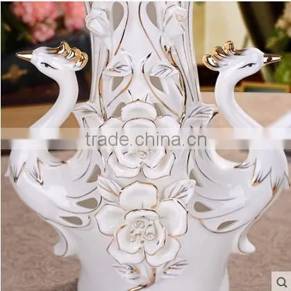 fashion gold outline peacock white vases for wedding centerpieces