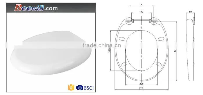 Wrapover uf toilet lid with soft close and quick release functions