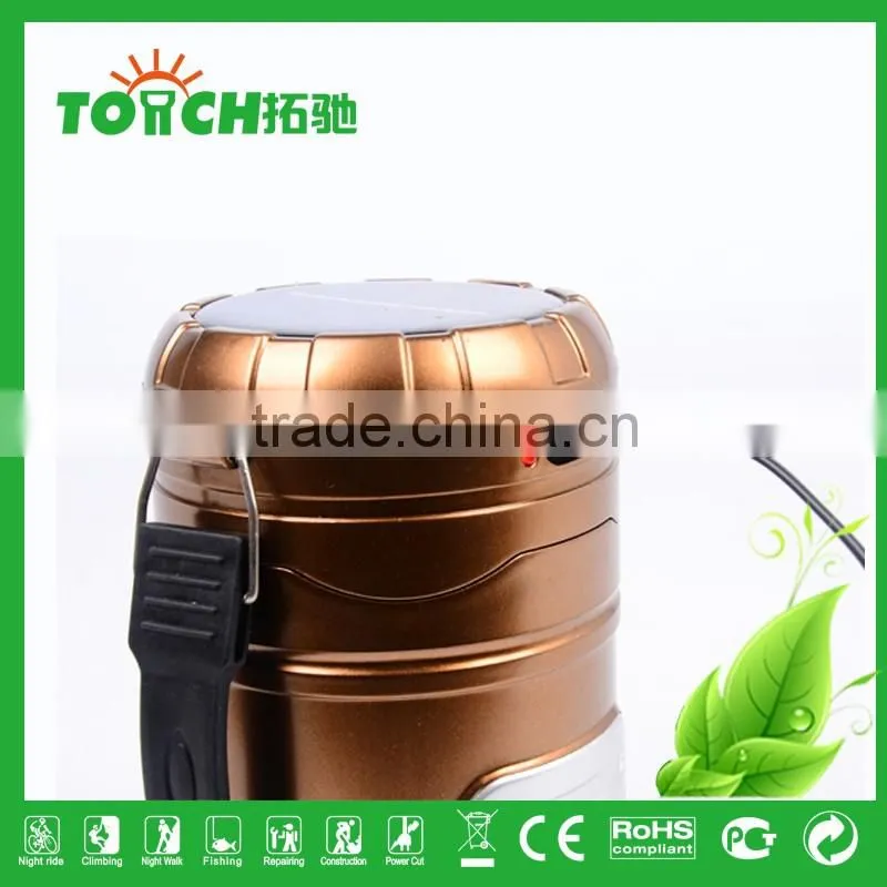 New Product Promotion Solar Rechargeable LED Lantern Flashlight Camping Light with 3w Flashlight Outdoor Camping Lamp