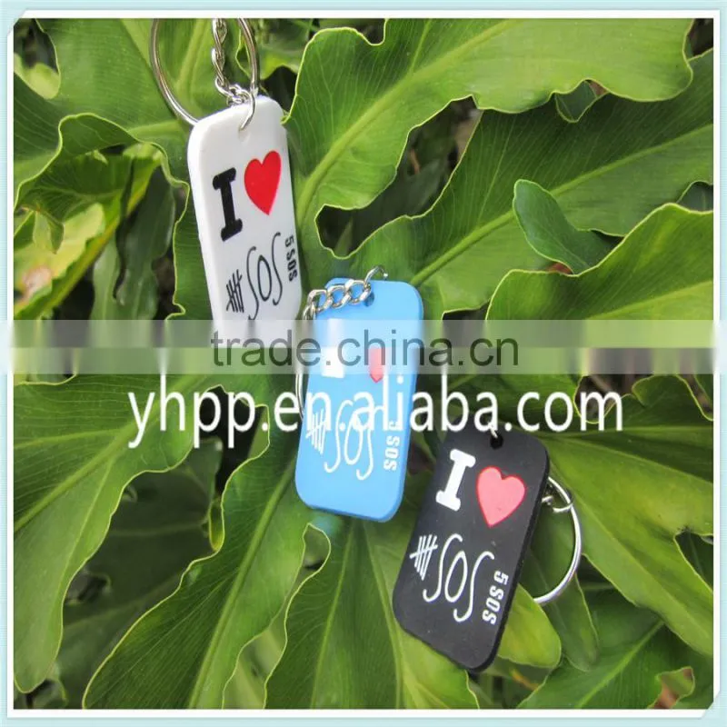 Custom I Love 5 Seconds of Summer 5 SOS silicone dog tag pendant key chain ring