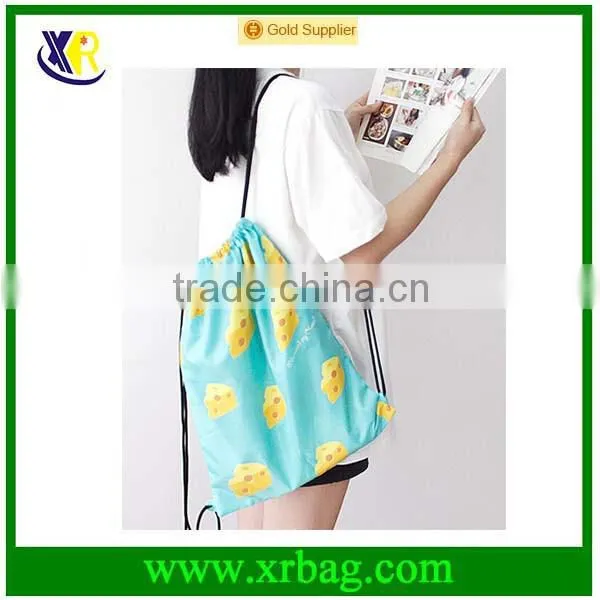 Hot Sale Drawstring Backpack 100%Polyester Fashion Fresh Storage Drawstring Bag for travelling