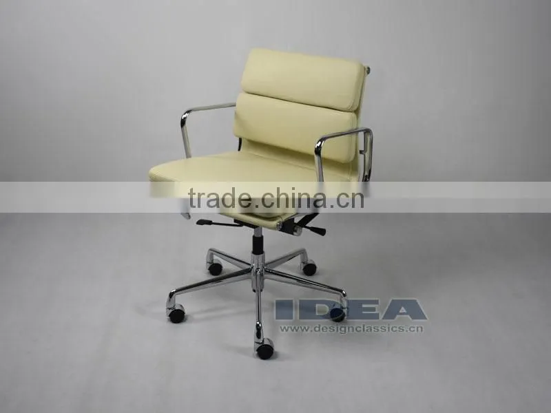 Replica Charles and Ray Low Back Soft Pad Desk Chair EA217 - Cream White Color Genuine Leather