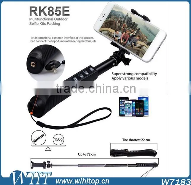 Extendable Aluminum Wireless Bluetooth Monopod Selfie Stick with Bluetooth Shutter Button