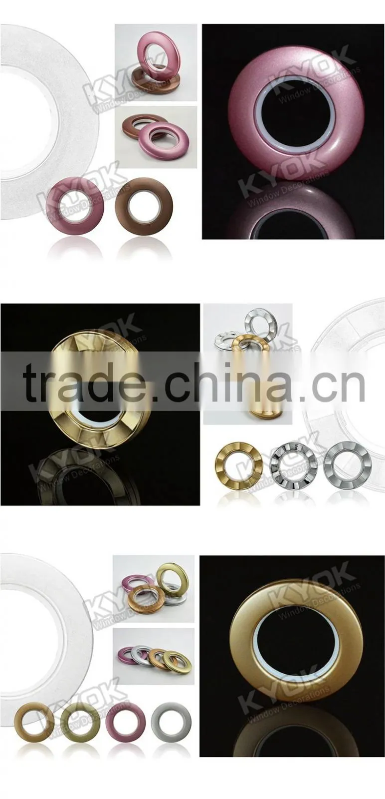KYOK Antique Brass Metal Bay Window Passing Curtain Pole Rings Round Type,Roller Curtain Accessories 22mm Wholesale