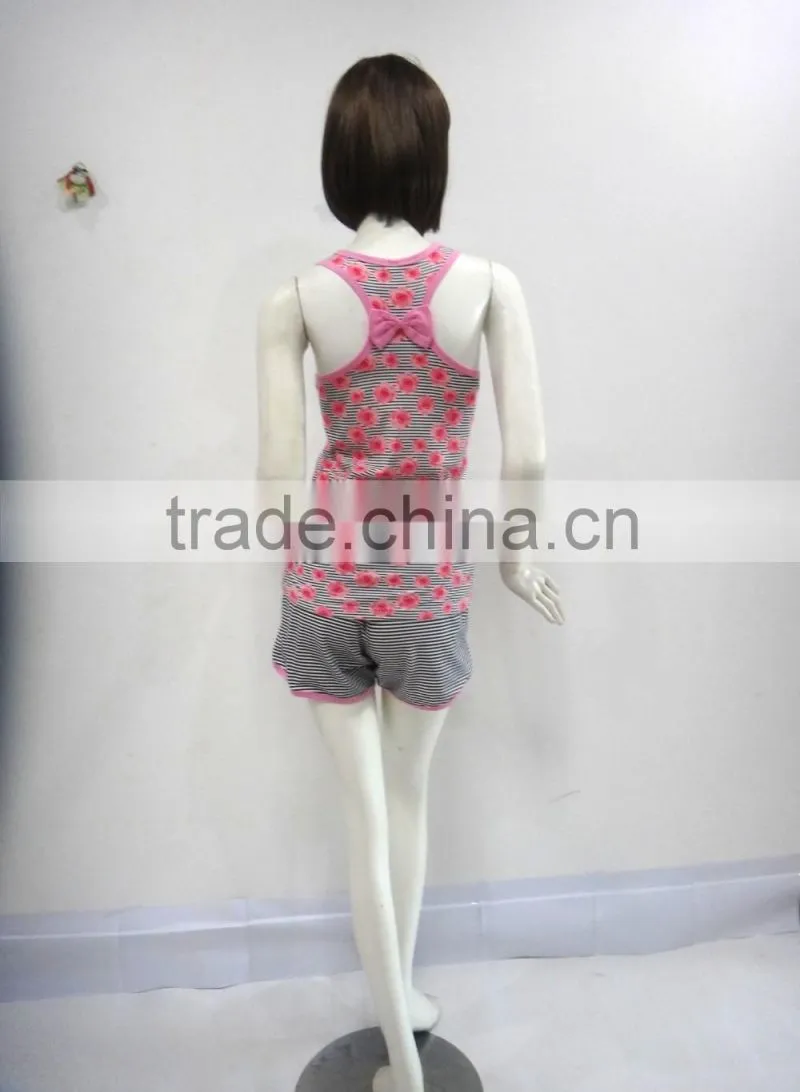 Personality flowers stripe sleeveless pajamas women