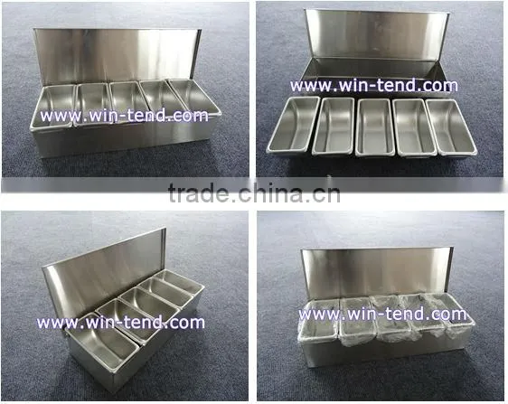 5 compartment condiment dispenser container plastic fruit condiment tray