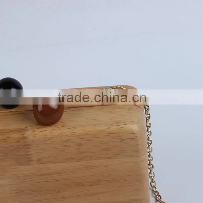 Girls Catwalks Funny Bag Wooden Jewelry Box Evening Bag Bridal Wood Clutch Bag Chain Shoulder Bag Mini Pouch Handbags