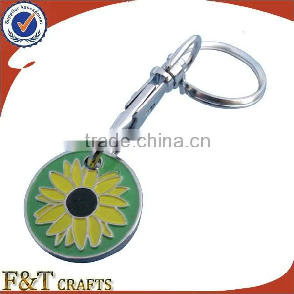 promotional shopping trolley coin keychain token coin keychain with logo