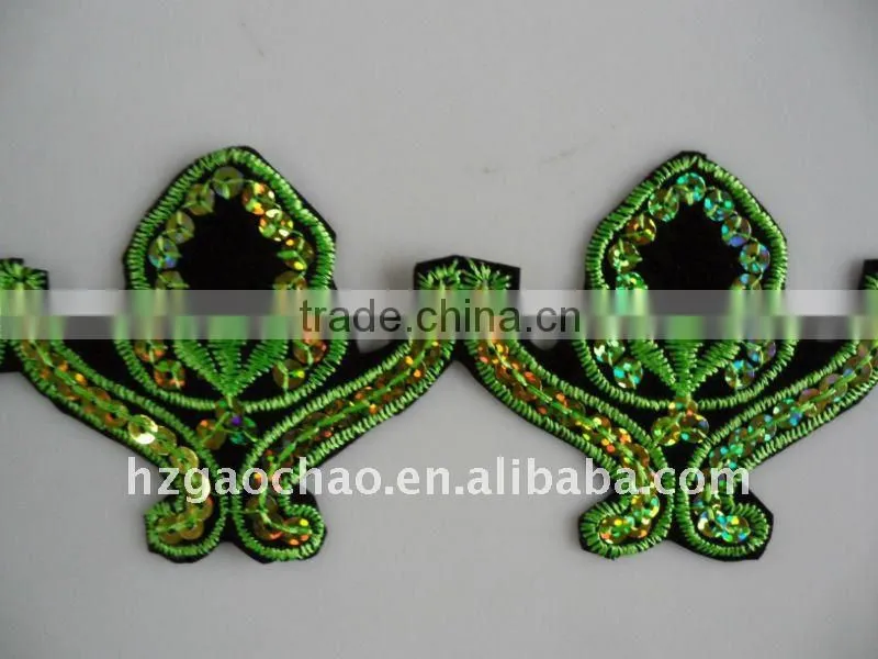 sequin embroidery lace trimming Plant Design