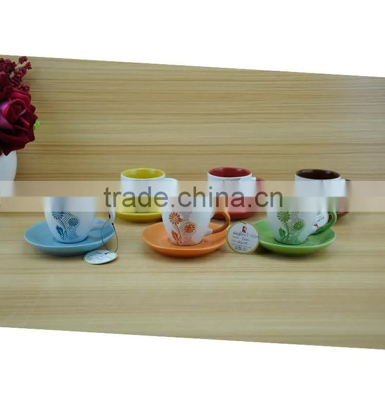 color inside jumbo ceramic coffee cup and saucer,tea cup and saucer