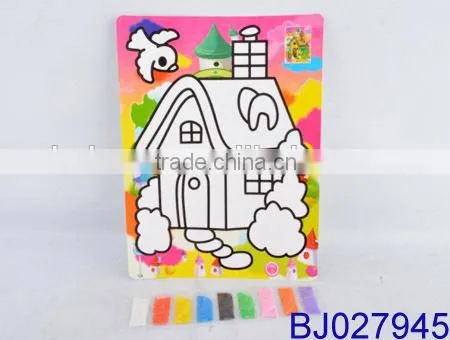 Cheap diy toy funny colorful cartoon sand art painting kit for kids