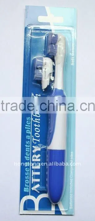 @Battery operated electric toothbrush with soft dupont tynex bristle head