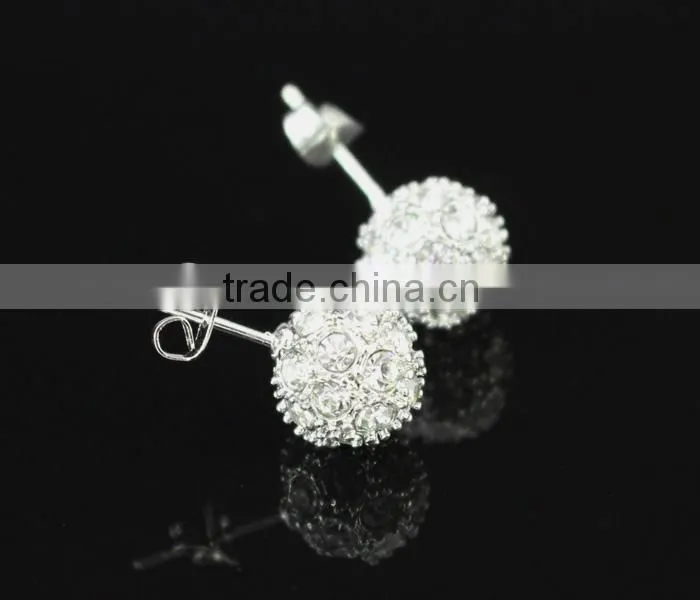 austrian crystal silver ball earrings stud