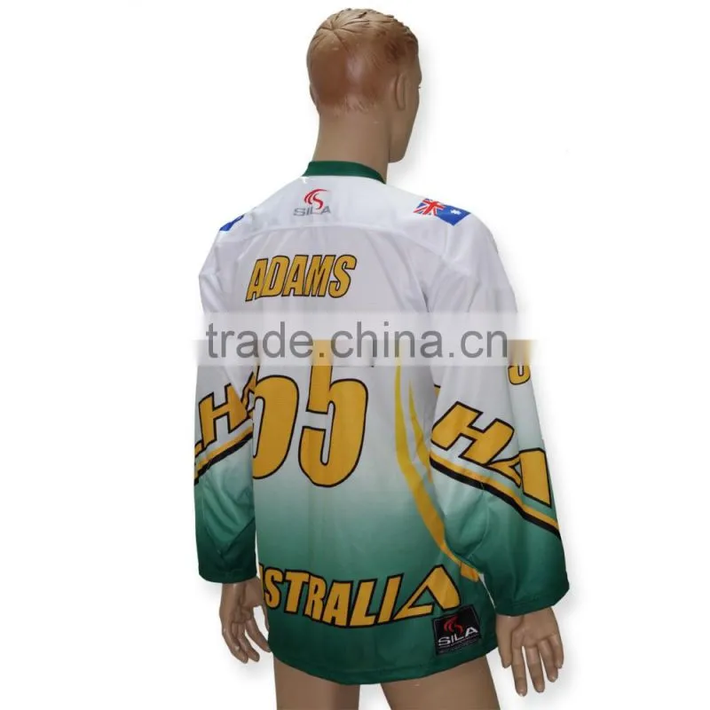 Professional unique team green sublimation inline female hockey jerseys
