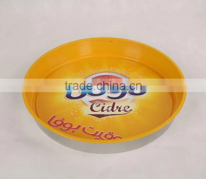 customized factory price Round bar serving tin tray, round metal tin trays,