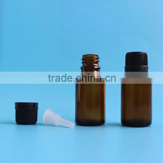 5 ml (1/6 fl oz) Amber Glass Essential Oil Bottle with European Dropper Cap