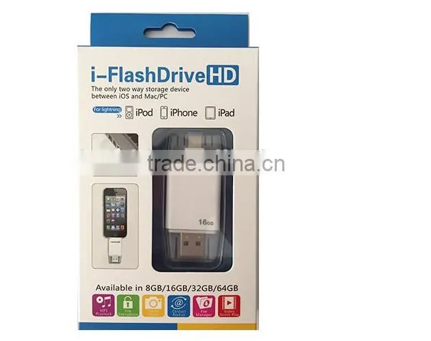Bulk new white 8GB/16GB/32GB i-flash drive HD OTG usb flash drive for Iphone5/6