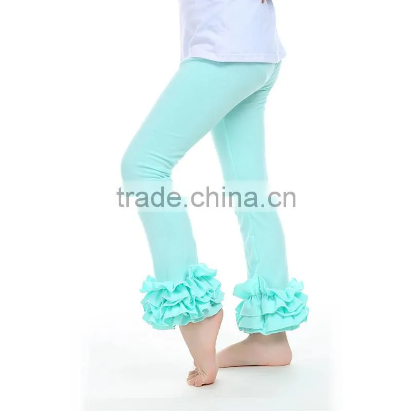 High quality wholesale girls leggings wholsale boutique toddlers cotton tight leggings kid's ruffle pants leggings