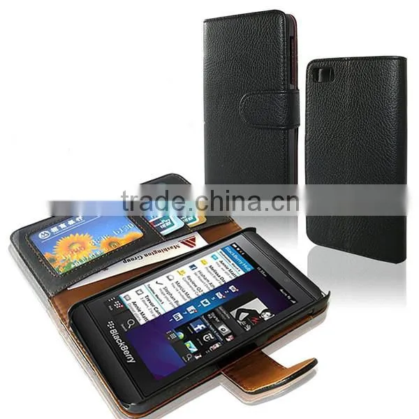 Classic Black PU Leather Stand Case Cover Screen Protector bumper case for blackberry