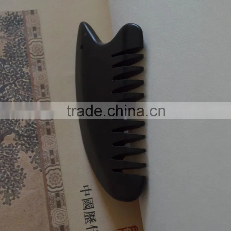 female Natural black nephrite comb