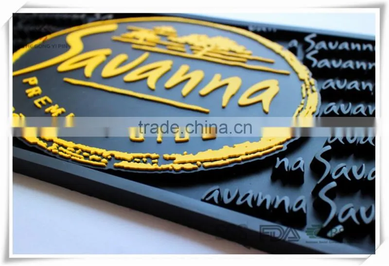 Custom 2016 OEM branded high quality PVC rubber bar mat
