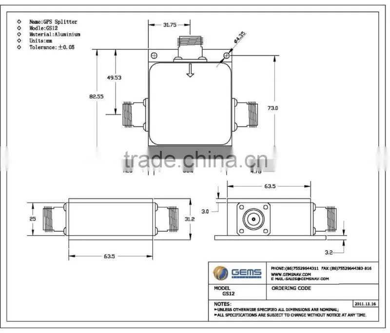 2 Way GPS Power Splitter GPS Splitters
