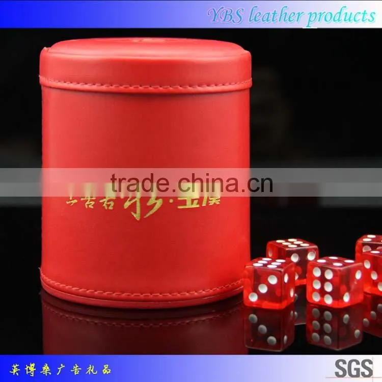 red high quality leather dice cup with dices