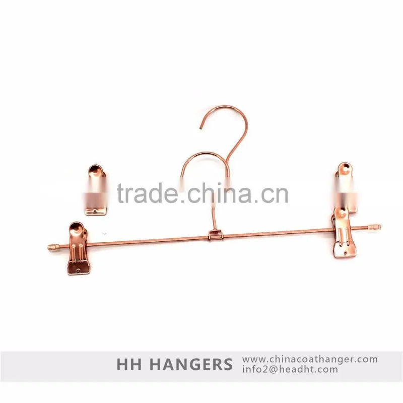 HH ctopper gold finishing metal metal coat expandable clip clothes hanger adjustable clothes hanger