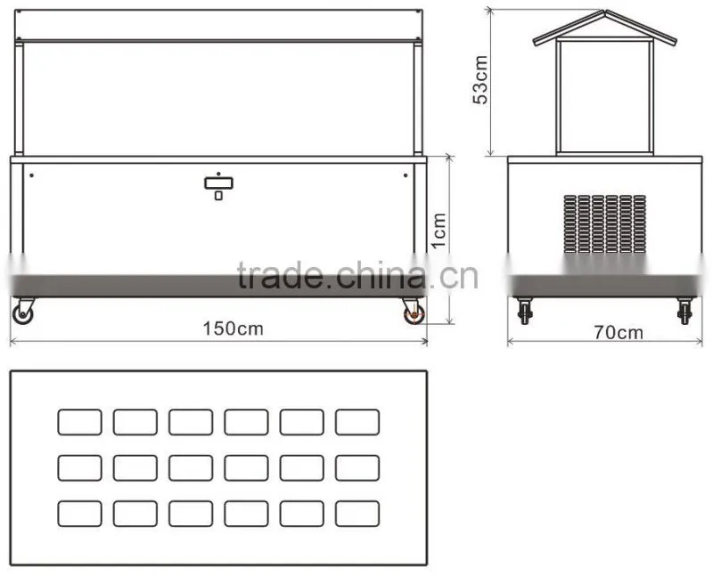 China OEM factory freezer display for ice cream with stainless steel body