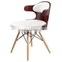 Modern Plywood Round Cushion Chairs with Wooden Legs