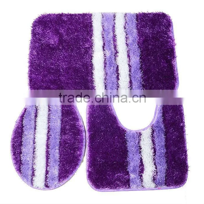 2014 New polyester shaggy bathroom rug set