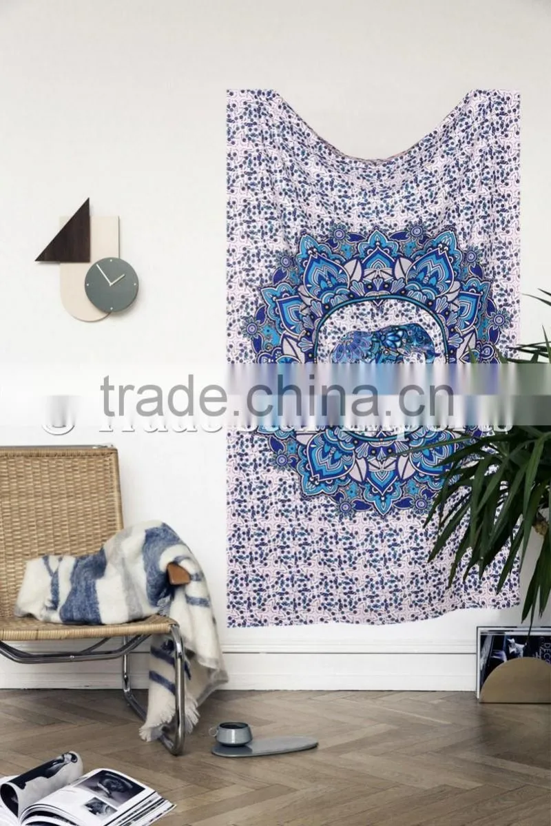 Ethnic Indian Elephant Mandala Gypsy Tribal Hippie Wall Decor Bohemian Tapestry