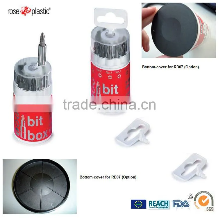 Plastic bit packaging box for six bits plus a bit holder BP